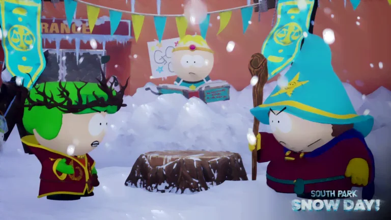 Stan und Cartman stehen sich in Southpark: Snow Day kampfbereit gegenüber.