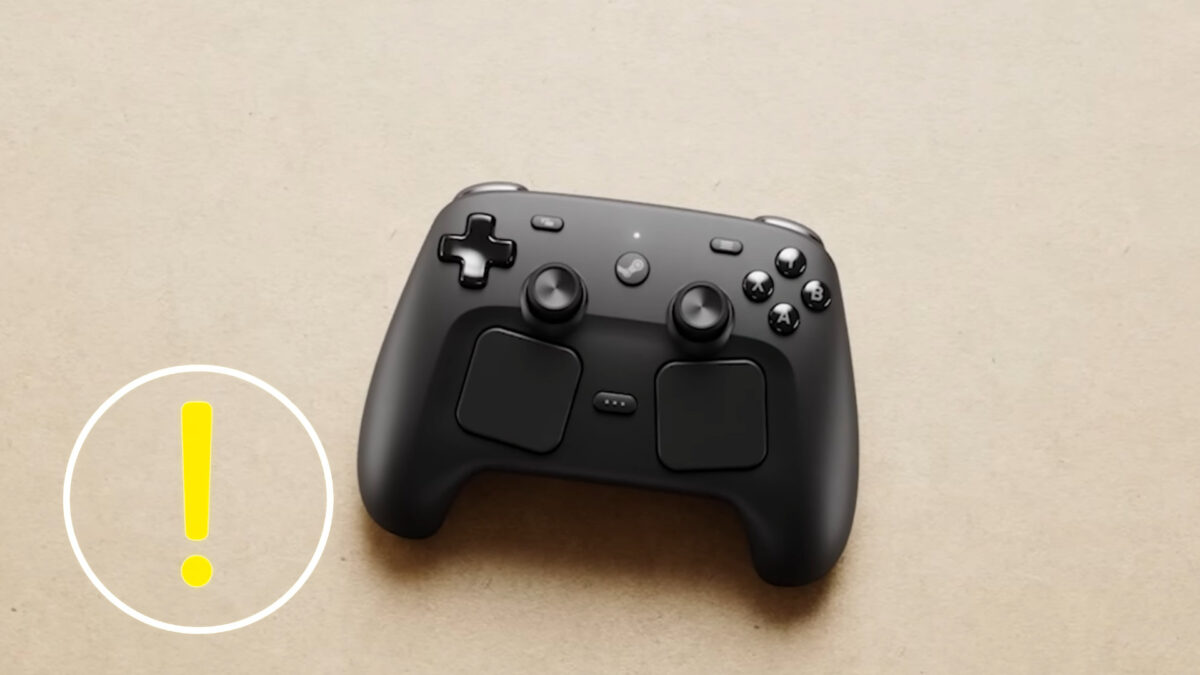 A black controller on a light background.