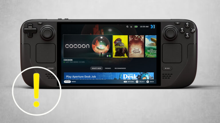 Das Steam Deck mit Blick in die Steam Bibliothek.