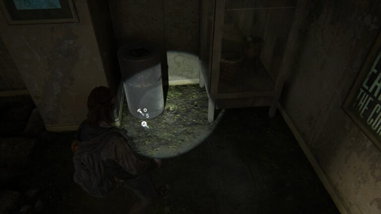 Upgrade parts in front of a trashcan in The Last of Us 2.