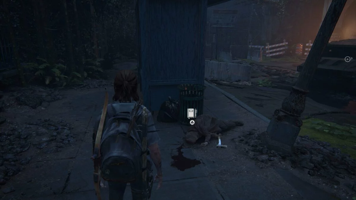 Ellie steht vor einem toten Seraphiten in The Last of Us Part 2.