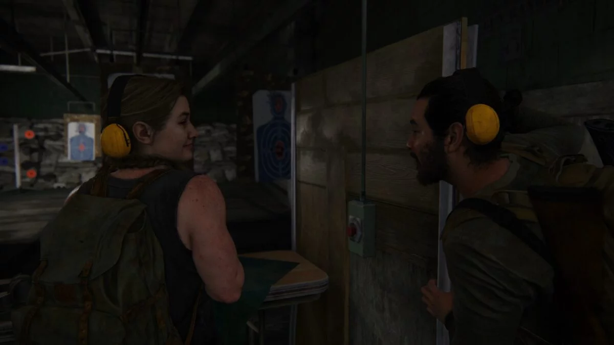 Manny kann am Schießstand in The Last of Us 2 kaum glauben, dass er verloren hat.