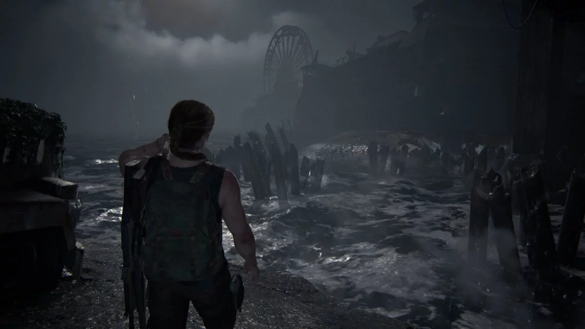 Abby steht in The Last of Us 2 vor einer unruhigen Bucht.