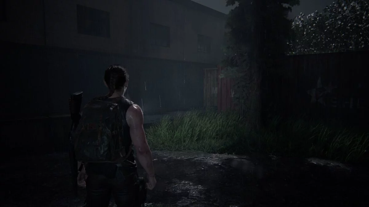 Abby steht in The Last of Us 2 vor einem roten Frachtcontainer.