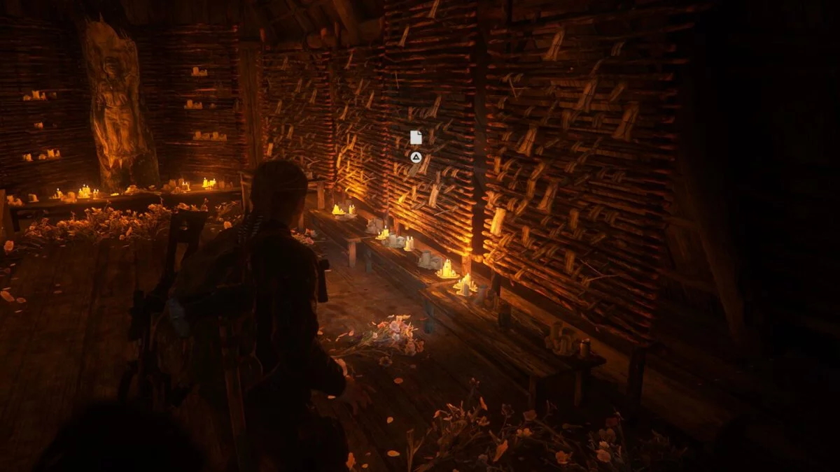Abby steht in The Last of Us 2 vor einem Seraphiten-Altar. 