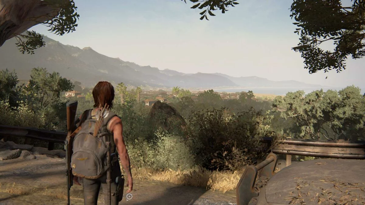 Ellie blickt in The Last of Us 2 über die Küste von Santa Barbara.