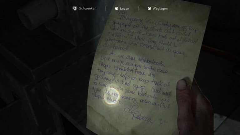 Das Artefakt Rebeccas Vorwarnung in The Last of Us 2