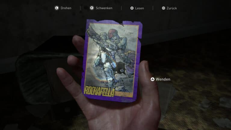 Front page of the trading card Rockafella in The Last of Us 2