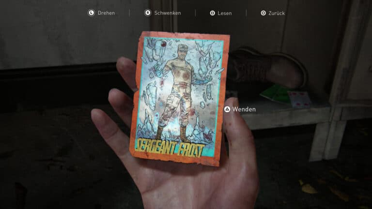 Front page of the trading card Sergeant Frost in The Last of Us 2