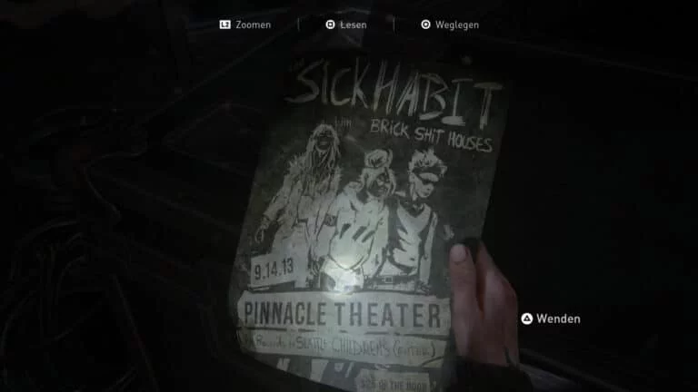 Das Artefakt The SICK Habit-Flyer-Setlist in The Last of Us 2