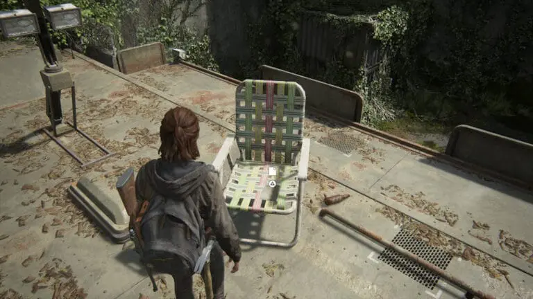 Das Artefakt Dach-Notiz auf einem Gartenstuhl in The Last of Us 2