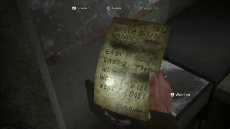Artefakt Kontroll-Türcodes mit Zugangsdaten für Türen und Tore in Seattle in The Last of Us 2