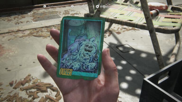 The front side of the trading card Oozer in The Last of Us 2.