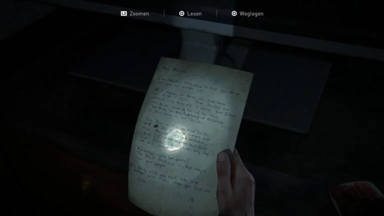 Das Artefakt "Brief einer WLF- Deserteurin" in The Last of Us 2