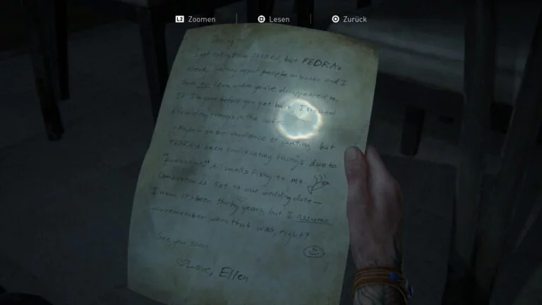 Das Artefakt "Evakuierungsbrief" in The Last of Us 2.