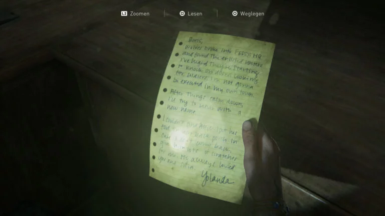 Das Artefakt "Yolandas Brief" in The Last of Us 2.