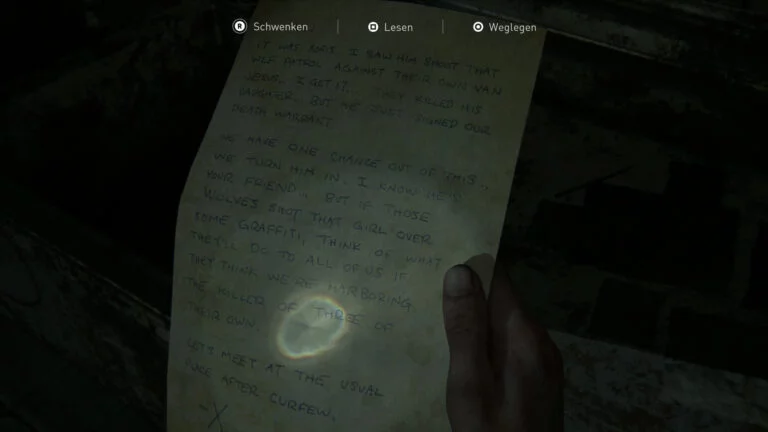 Das Artefakt "Liefere Boris aus"-Notiz in The Last of Us 2