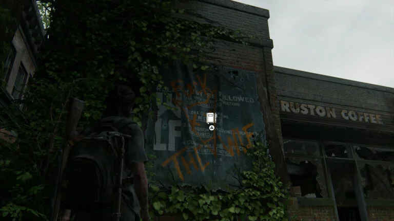 Banner an der Außenwand des Ruston Coffee für Tagebucheintrag in The Last of Us 2