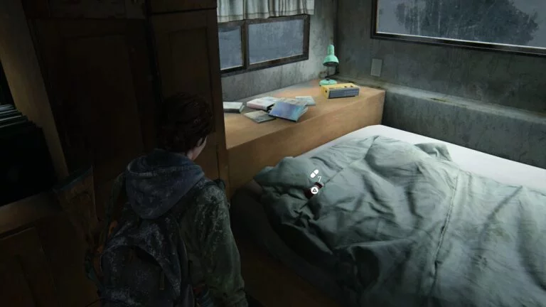 Zusätze auf dem Bett im Wohnwagen in The Last of Us 2