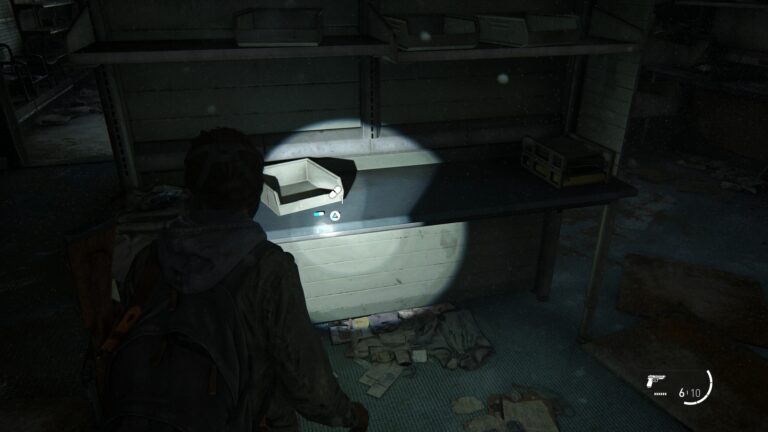 Supplements on the desk in the center of the back room of Weston´s Pharmacy in Green Place Market in The Last of Us 2