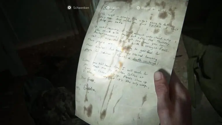 Das Artefakt Bitte an einen Freund in The Last of Us 2
