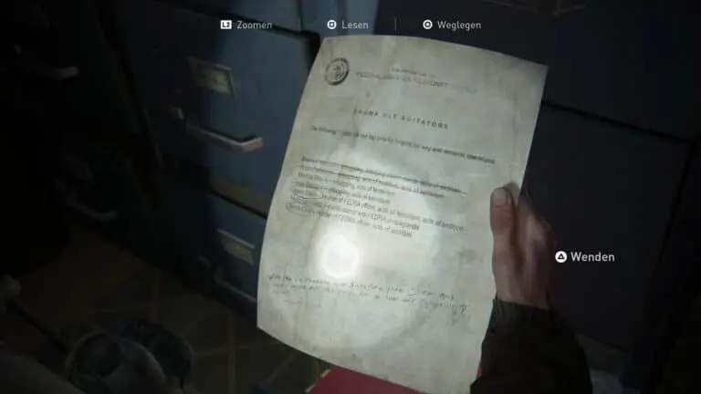 Das Artefakt Liste bekannter WLF-Agitatoren in The Last of Us 2