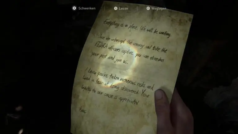 Das Artefakt Notiz an den Informanten in The Last of Us 2
