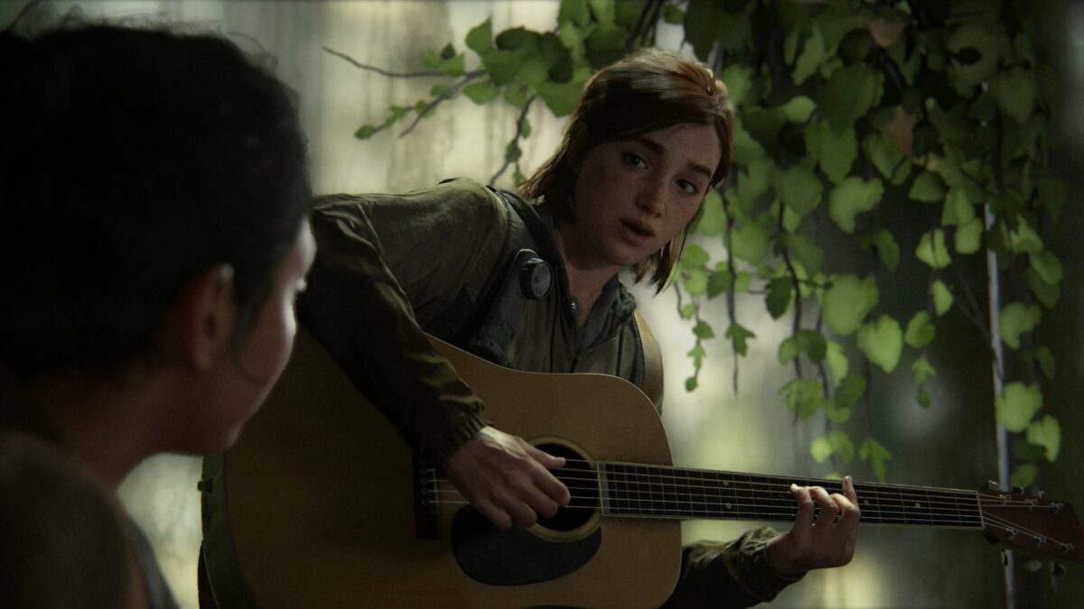 Ellie singing a song for Dina on the guitar in The Last of Us 2.