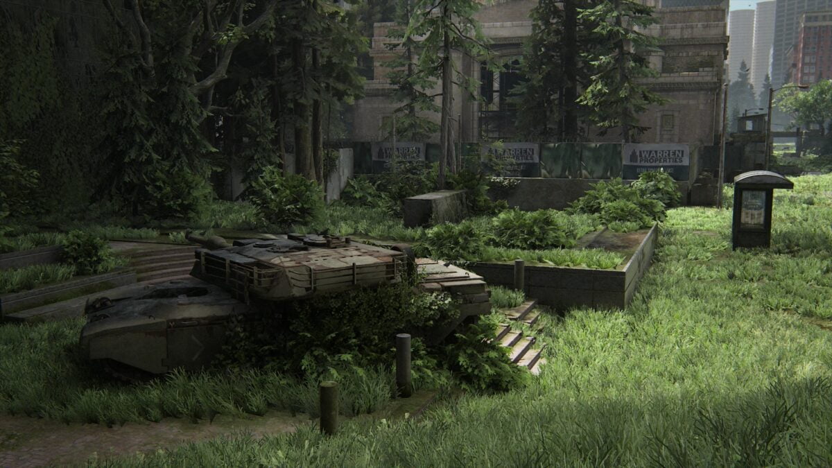 A overgrown tank in the Seattle Center.