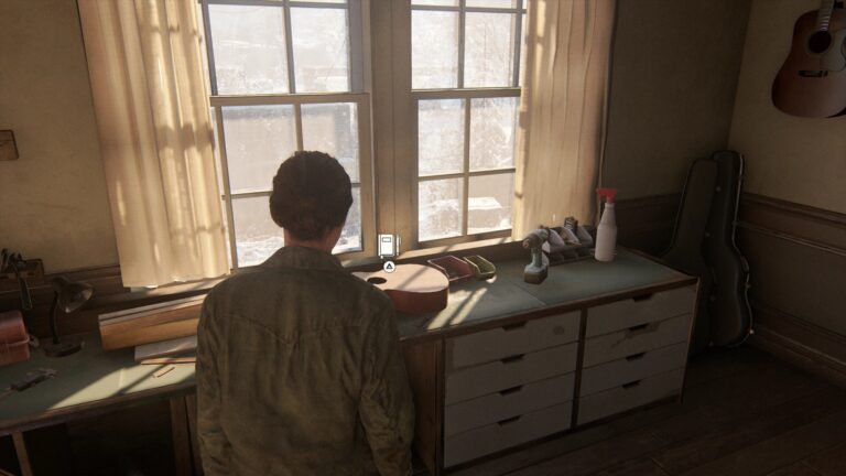 Gitarre auf Werkbank in Joels Haus in The Last of Us 2.