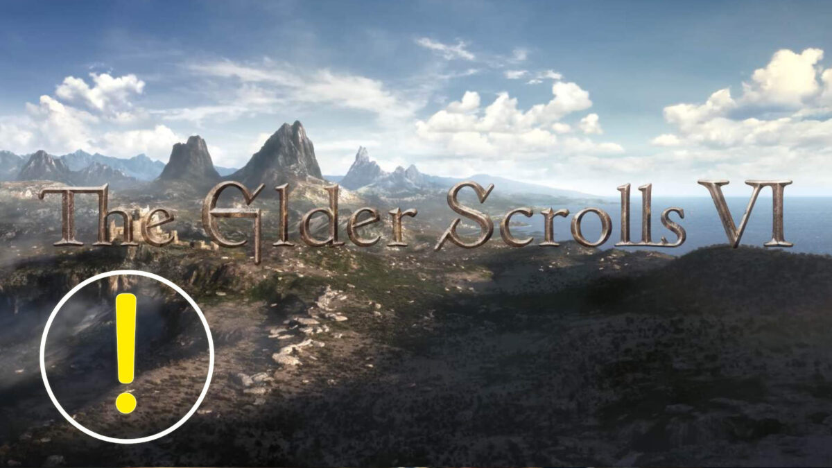 Eine Landschaft mit einer Burg und der Schrift "The Elder Scrolls VI"