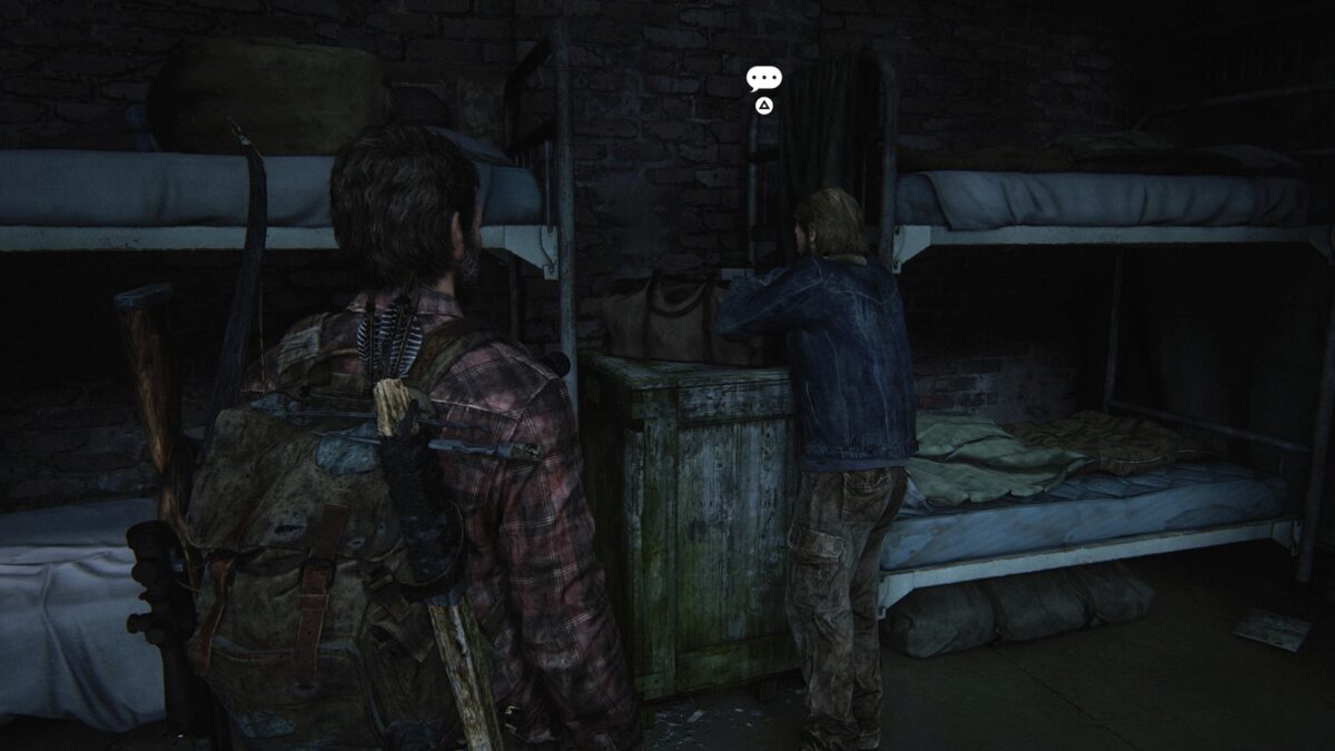 Während Tommy in der Tasche kramt, könnt ihr ein freiwilliges Gespräch in The Last of Us Part 1 führen.