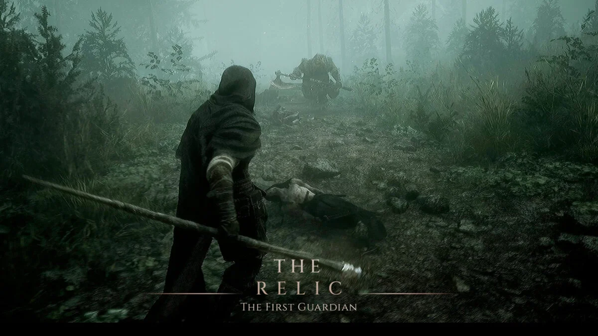 The Relic: The first Guardian - Screenshot mit einem Stab-Kämpfer und einem Axt-Gegner.