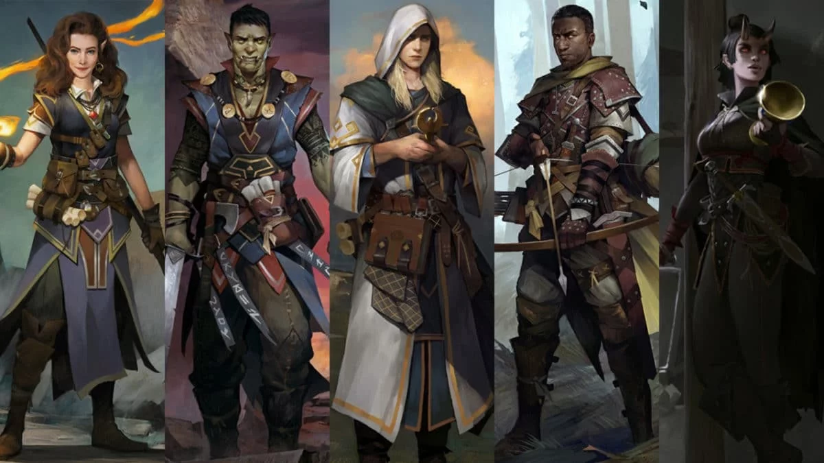 Five companions from Pathfinder: Kingmaker