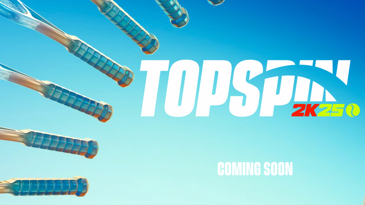 TopSpin 2K25 - Logo umringt von Tennisschlägern