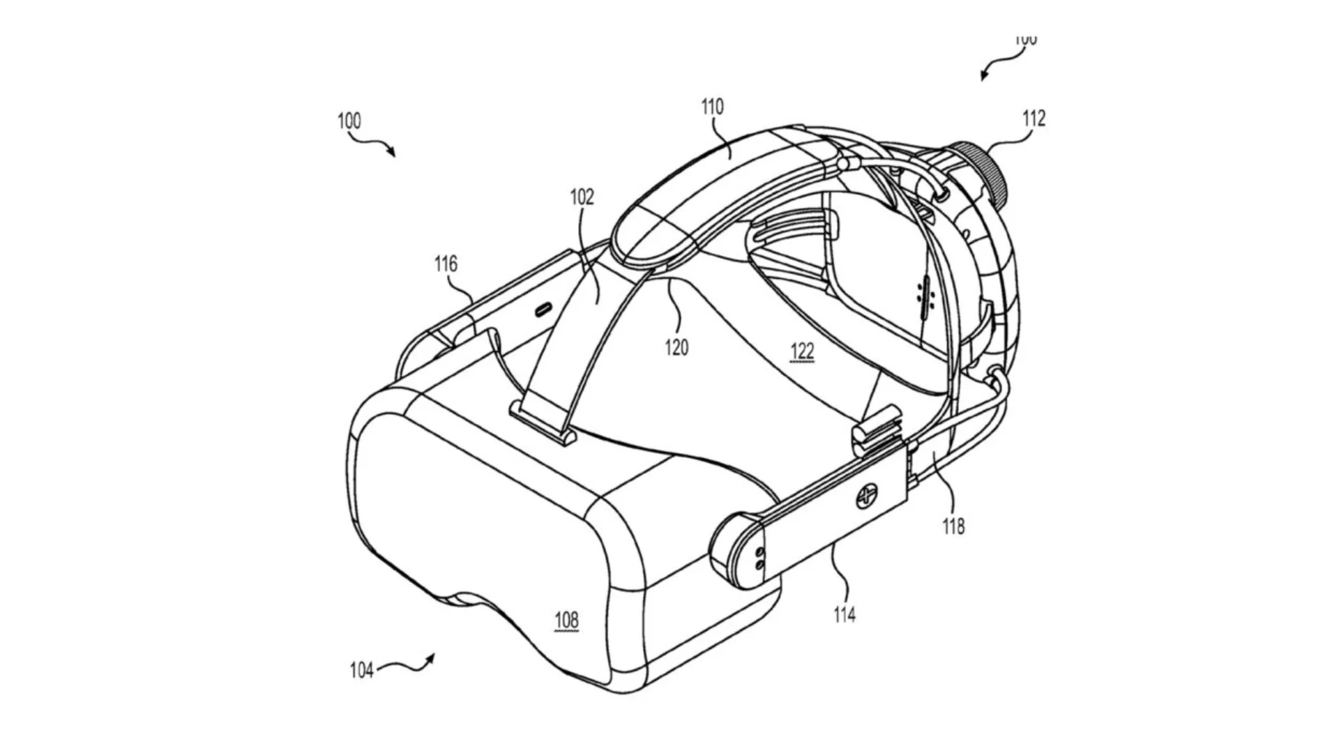 Eine Konzeptzeichnung einer VR-Brille aus einem Patent.