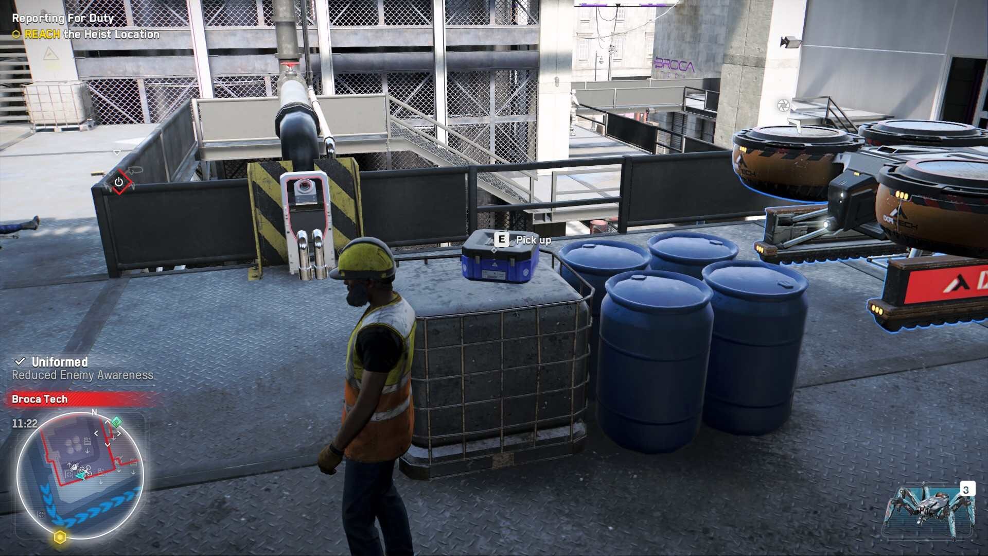 Watch Dogs Legion Operatorive collects blue mask box on balcony