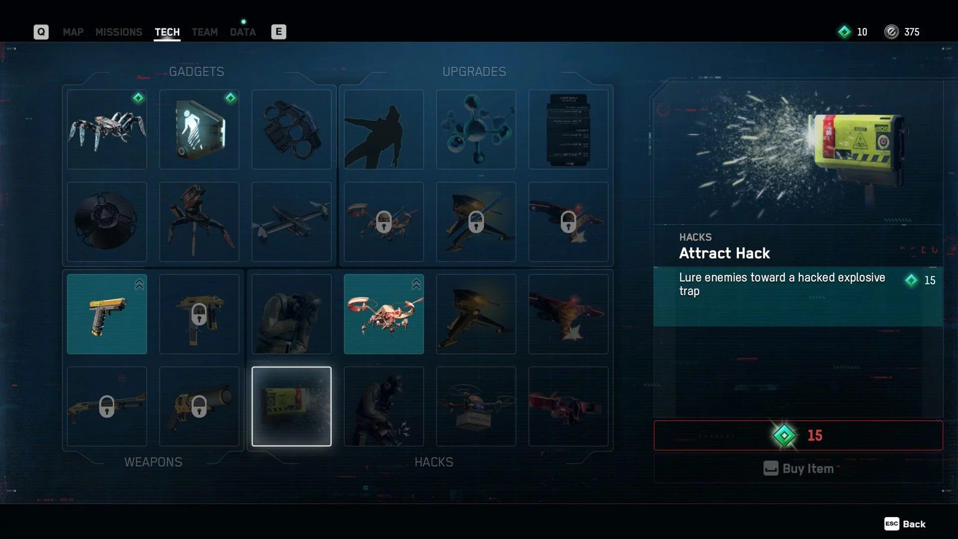 The Attract Hack in the Tech Menu in Watch Dogs Legion