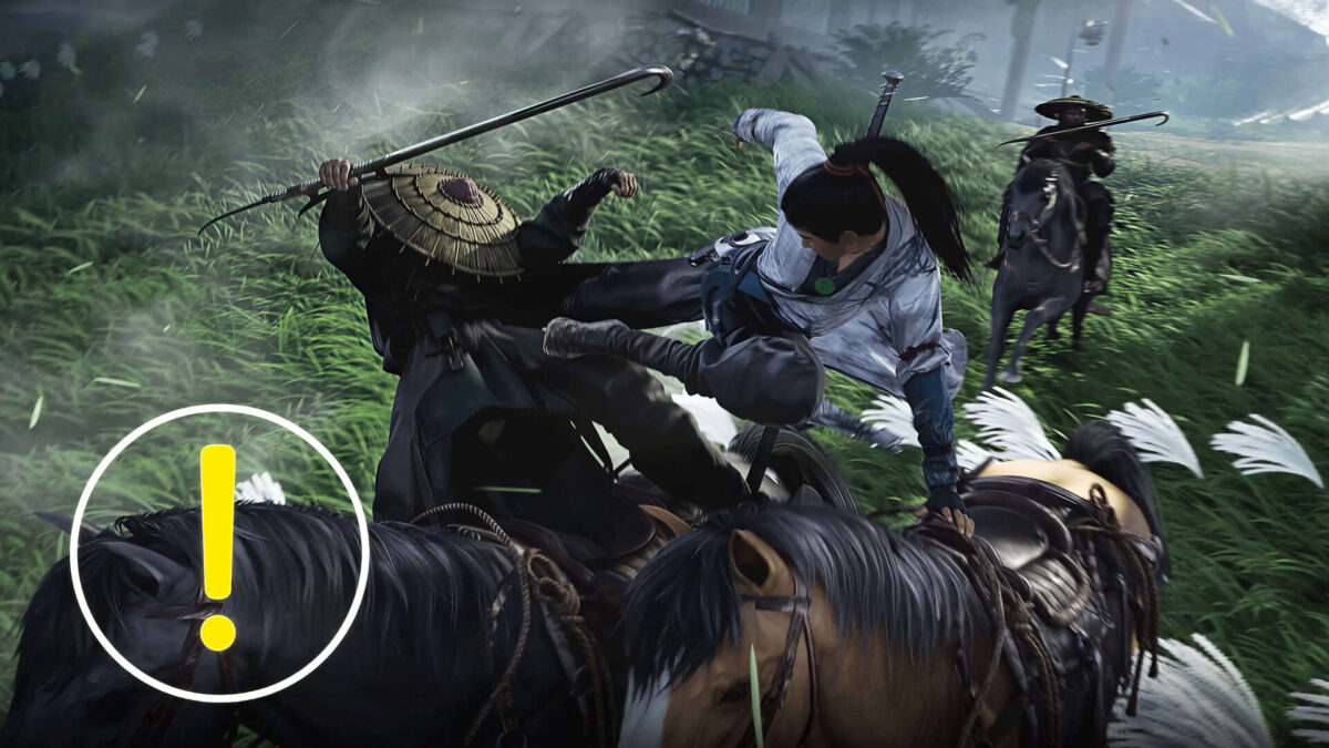 A samurai fighting an opponent.