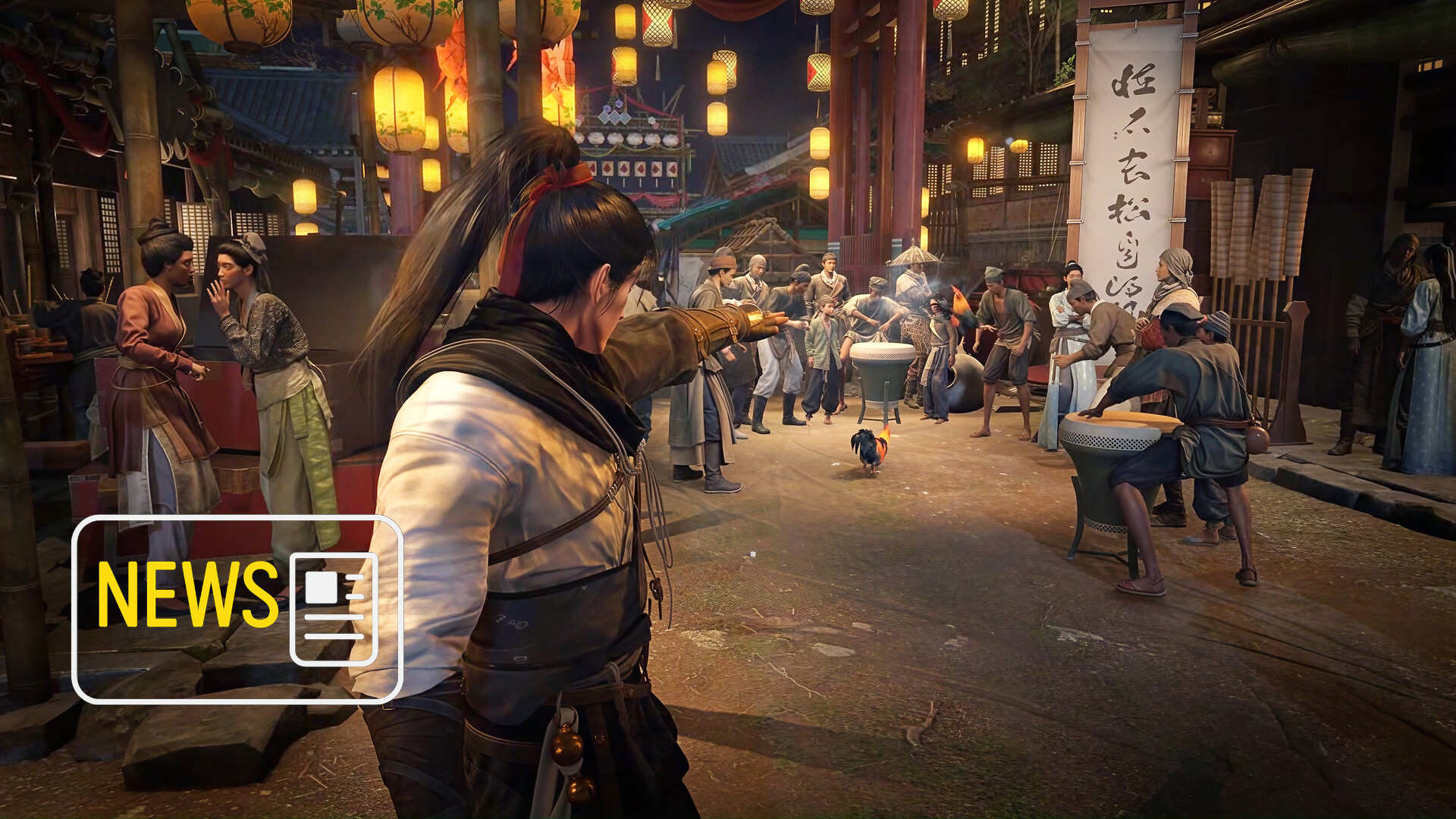 „Where Winds Meet Update 1.2: Belebte Marktstraße bei Nacht, Spielercharakter zielt auf Hahn, neue Events und Aktivitäten im Wuxia-RPG“