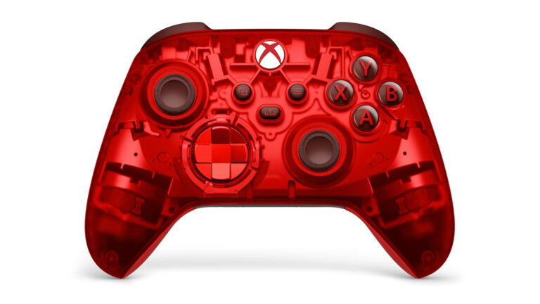 A red Xbox Wireless Controller in the Pulse Cipher Special Edition.