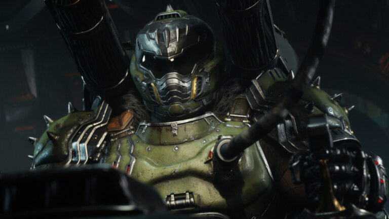 Der DOOM-Slayer in Nahaufnahme.