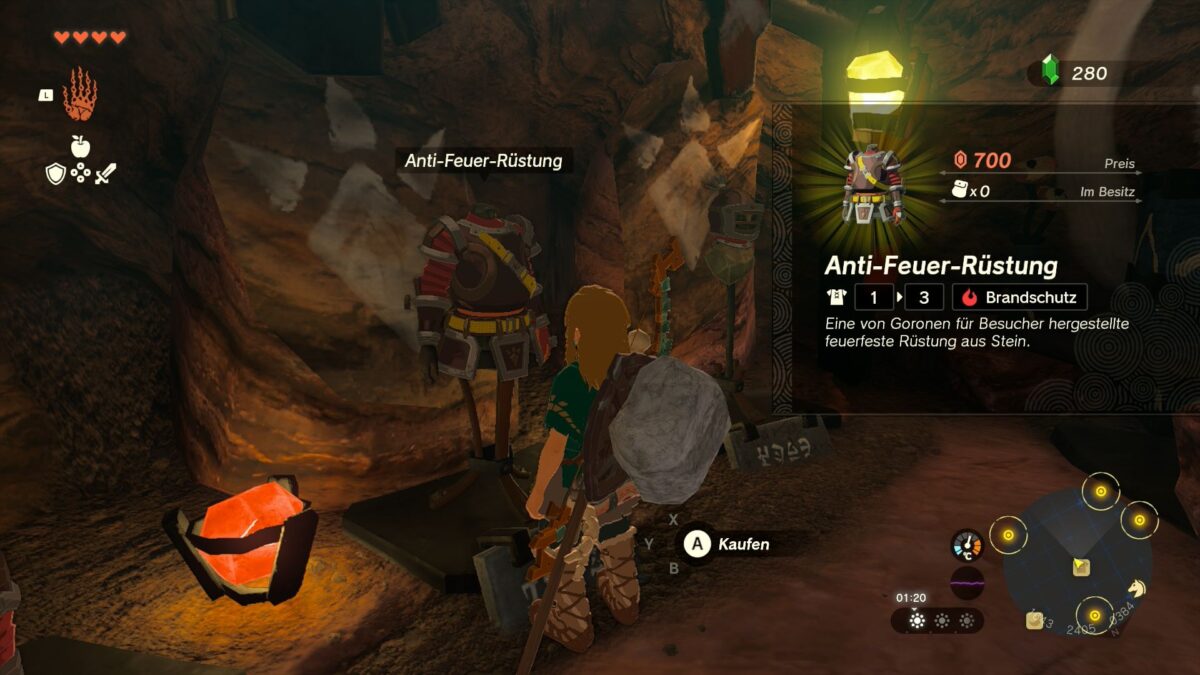 Die Anti-Feuer-Rüstung schützt Link in Zelda: Tears of the Kingdom vor extremer Hitze durch Feuer.