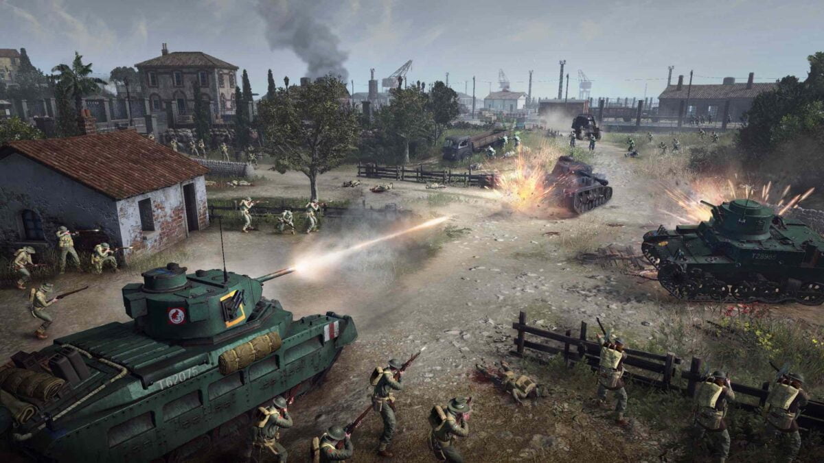 Company of Heroes 3: Die britische Armee macht mit einem Panzer der Wehrmacht kurzen Prozess. © Relic Entertainment / Sega