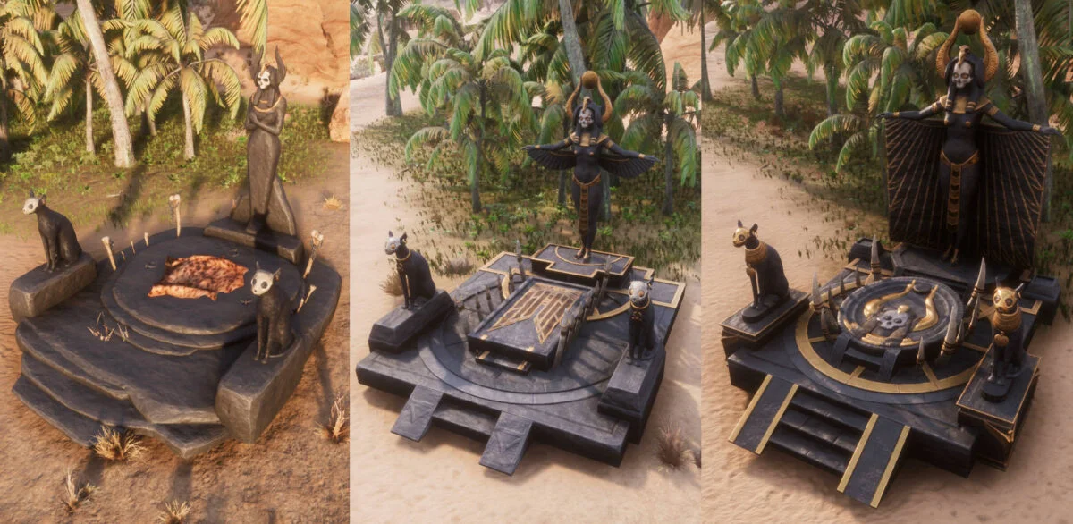 Conan Exiles Derketo-Altar in allen drei Stufen