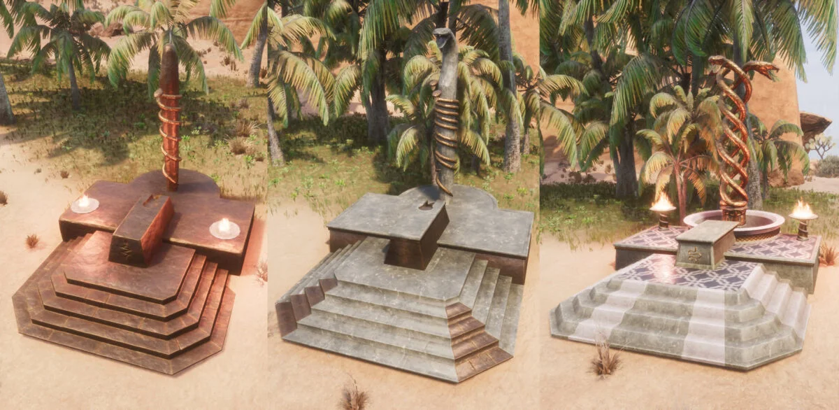 Conan Exiles Set-Altar in allen drei Stufen