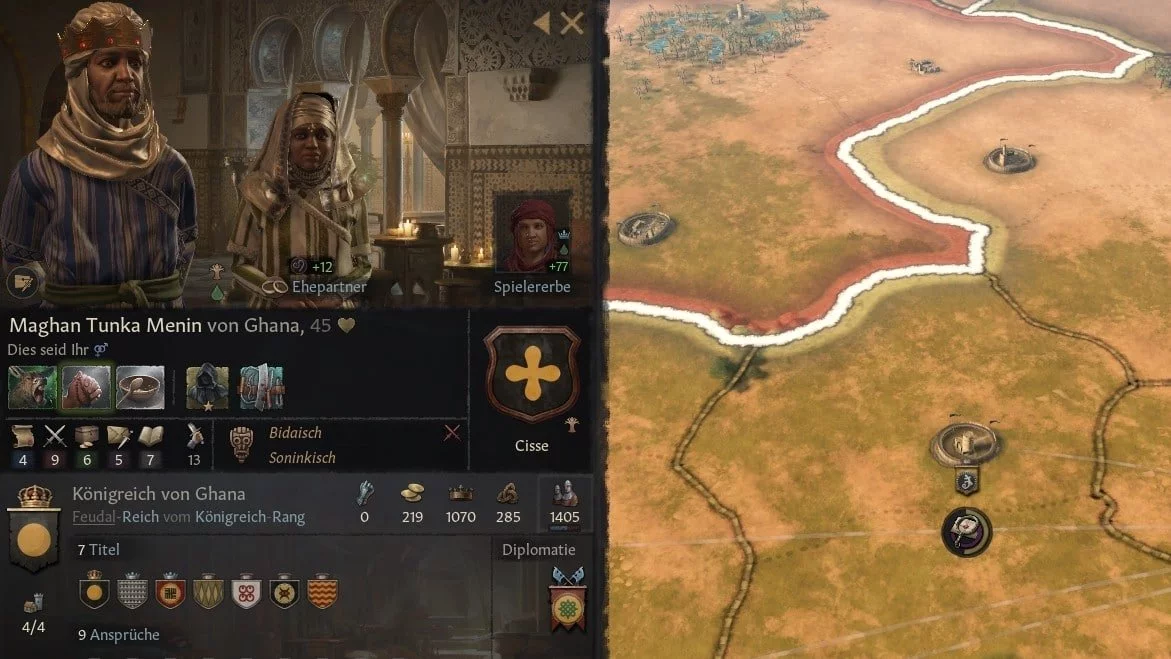 Crusader Kings 3 Overview of the skill values of a ruler
