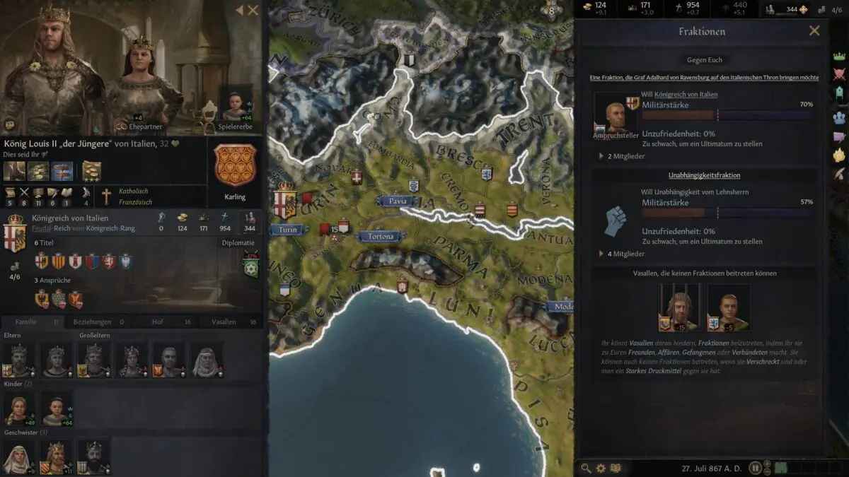 Crusader Kings 3 factions overview in the empire.