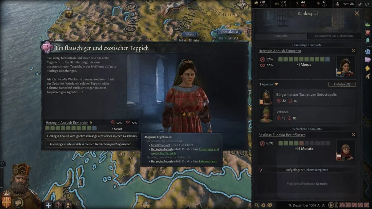 Crusader Kings 3 decision windows in a scheme with decision options