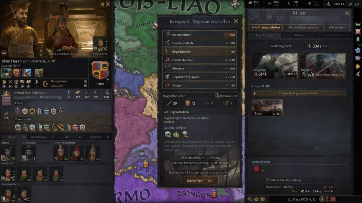 Crusader Kings 3 Selection window for Men-at-Arms recruitment